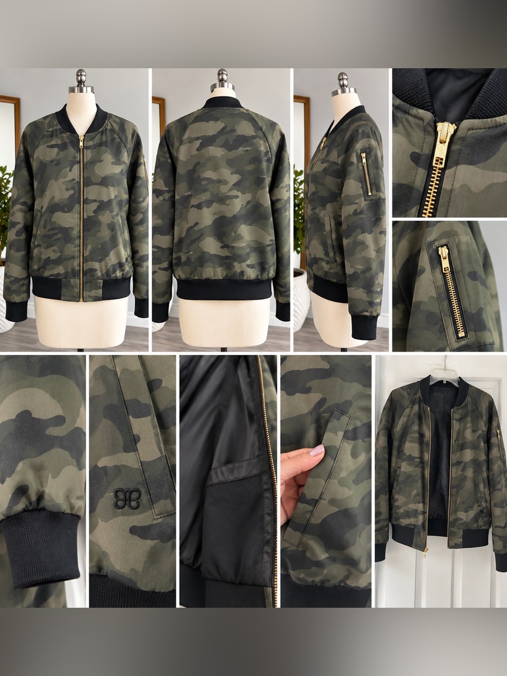 Albion Fit Camo Bomber Jacket | Womenโs Medium